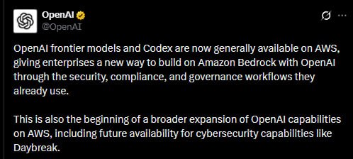 OpenAI в AWS: фронтирні моделі та Codex доступні через Bedrock