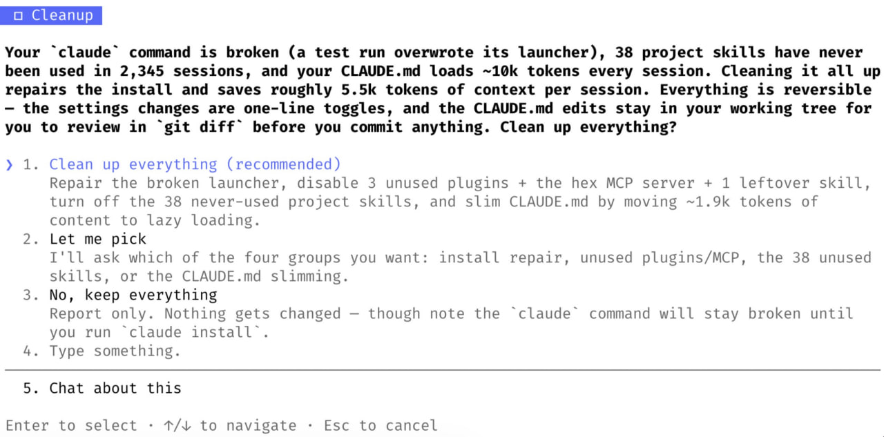 Meanwhile, Claude Code has a new command: /checkup